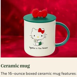 2025 Starbucks Sanrio Hello Kitty Mug with Red Bow and Green Lid Collectible